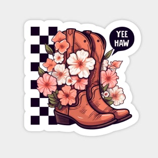 YEEHAW VINTAGE CHECKERBOARD FLORAL COWBOY/COWGIRL BOOTS Sticker